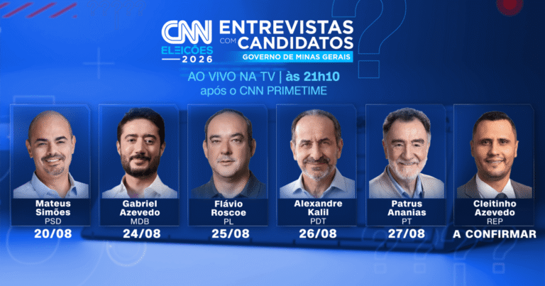 CNN Brasil inicia entrevistas com candidatos ao governo de Minas Gerais
