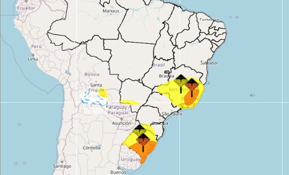 Inmet prevê chuvas e trovoadas no Sudeste nesta quinta-feira