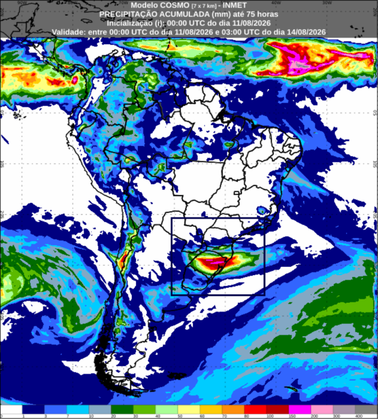 Inmet alerta para chuva intensa e tempestades no Sul enquanto seca avança no Centro-Oeste