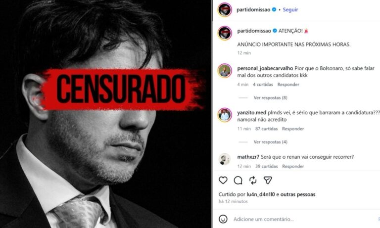 Renan Santos publica imagem de censurado após Toffoli suspender campanha digital