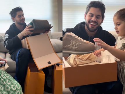 Zé Felipe acorda com filhos no Dia dos Pais e ganha presentes de Louis Vuitton