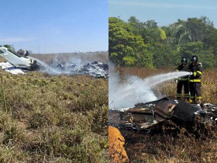 Avião de pequeno porte cai em área rural de Mato Grosso e deixa três mortos