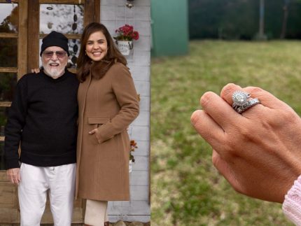 Carlos Alberto de Nóbrega presenteia esposa com anel de diamantes