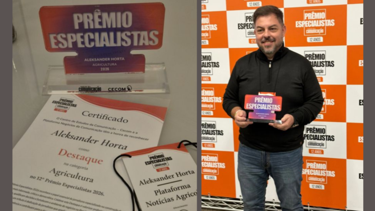Aleksander Horta vence prêmio Especialistas na categoria agricultura