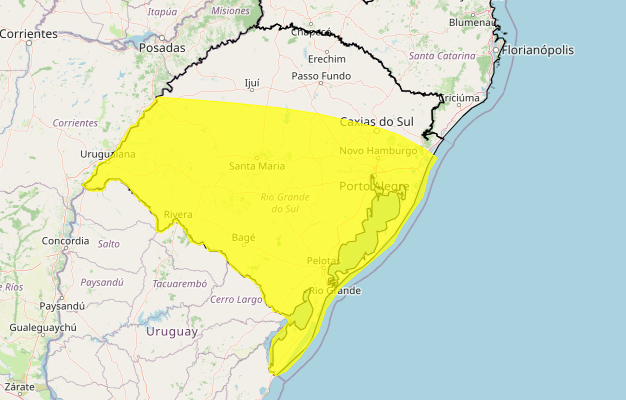 Rio Grande do Sul tem previsão de chuva e possível granizo nesta quinta