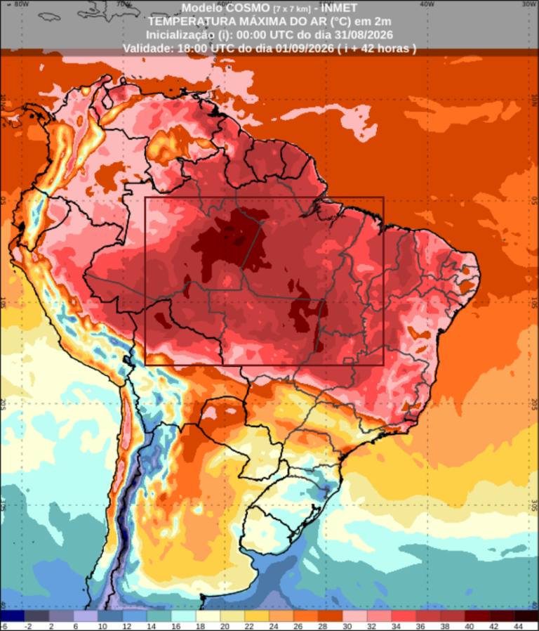 Frente fria traz chuva ao Sul e Sudeste enquanto Nordeste registra 41°C