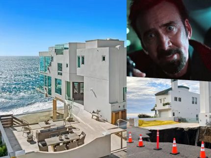 Mansão de Nicolas Cage em Malibu tem acesso comprometido após cratera se abrir