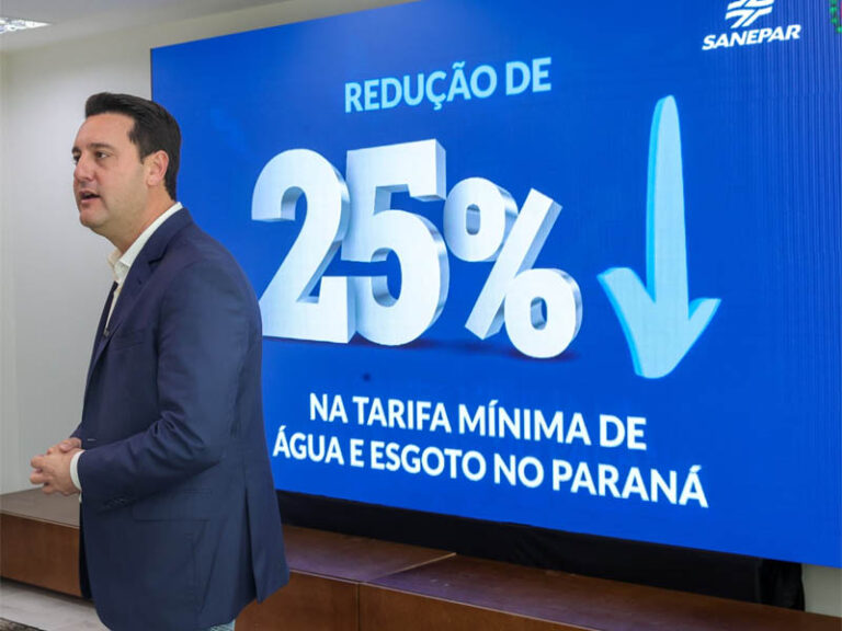 Ratinho Junior anuncia desconto de 25% na conta da Sanepar