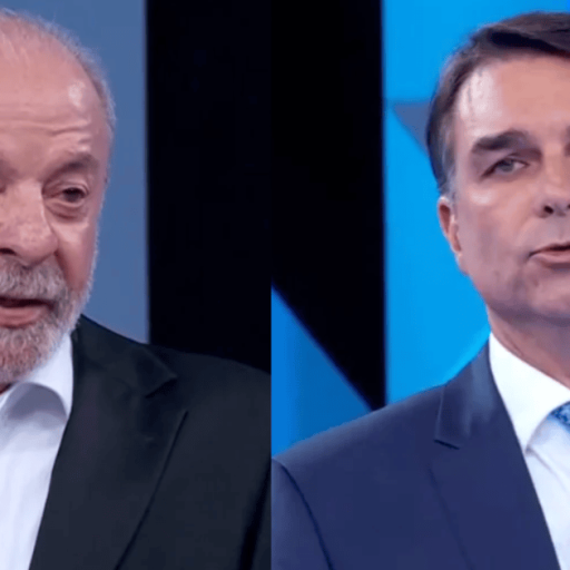 Lula (PT) e Flávio Bolsonaro (PL) em debate presidencial na rede Globo  • Reprodução